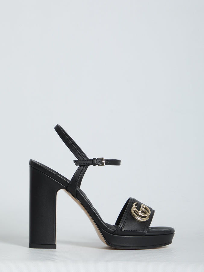 Gucci Sandals With Platform And Double G Black