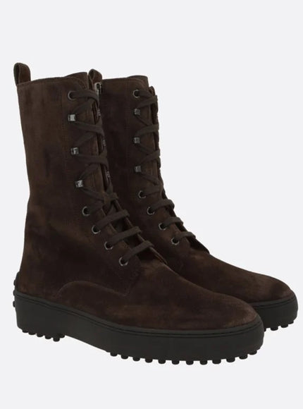 Tod's Winter Ankle Boot With Rubber Studs In Suede Leather