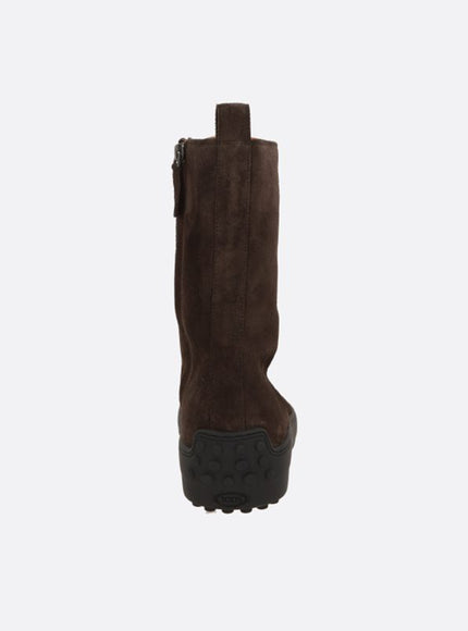 Tod's Winter Ankle Boot With Rubber Studs In Suede Leather