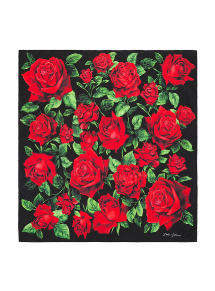 Dolce & Gabbana Printed Silk Twill Scarf QT Red