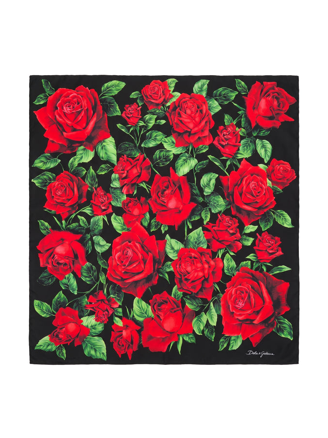 Dolce & Gabbana Printed Silk Twill Scarf QT Red