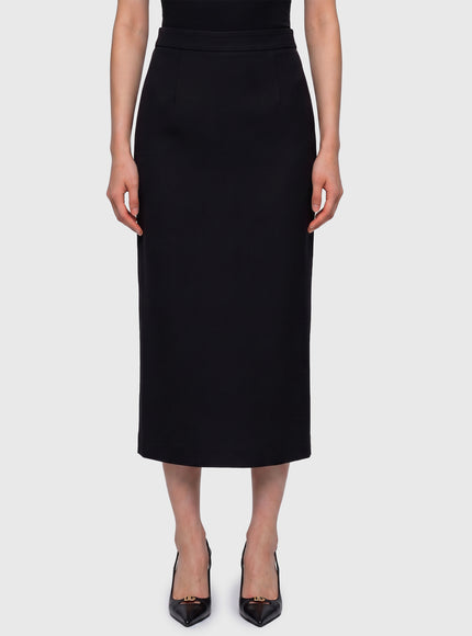 Dolce & Gabbana Virgin Wool Midi Skirt Black