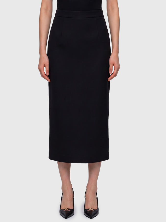 Dolce & Gabbana Virgin Wool Midi Skirt Black