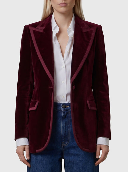 Dolce & Gabbana Single-breasted Velvet Jacket Bordeaux