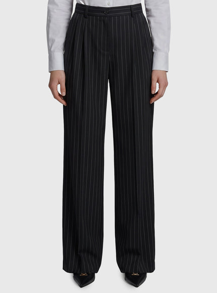 Dolce & Gabbana Wool Chalk Stripe Trousers Black