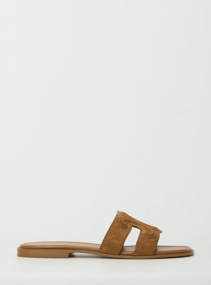 Celine Marina Mule In Suede Calfskin Brown