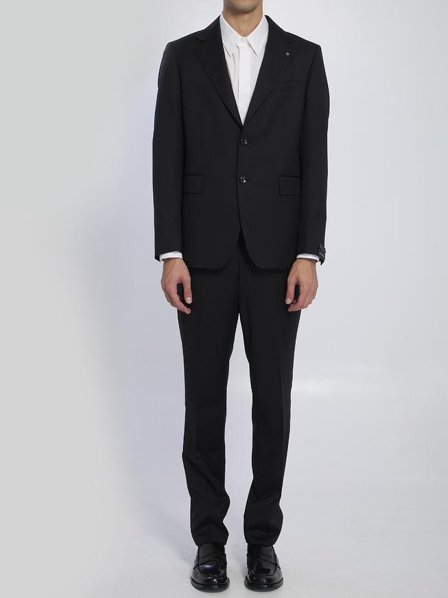 Tagliatore Black Napoli Single-breasted Suit In Virgin Wool Black