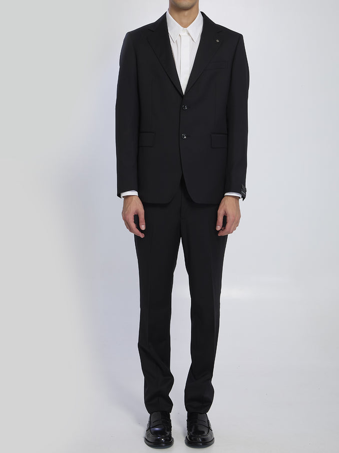 Tagliatore Black Napoli Single-breasted Suit In Virgin Wool Black
