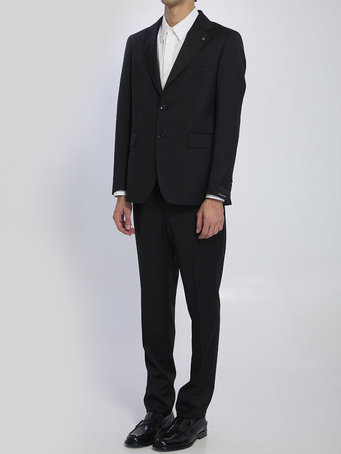 Tagliatore Black Napoli Single-breasted Suit In Virgin Wool