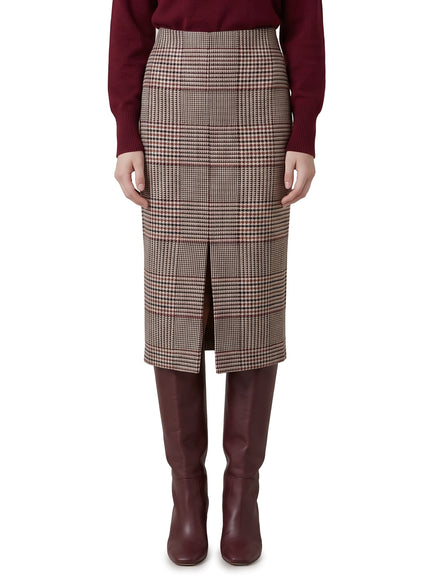Federica Tosi Glen Plaid Midi Skirt Beige