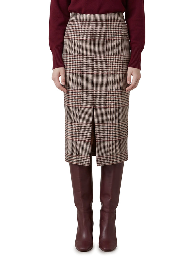 Federica Tosi Glen Plaid Midi Skirt Beige