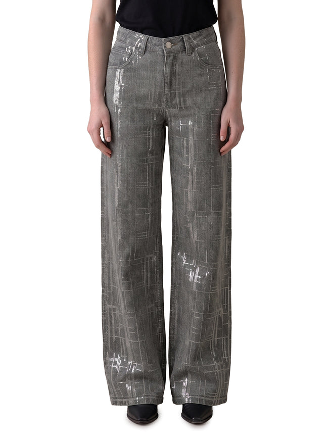 Federica Tosi Jeans With Sequin Embroidery Grey