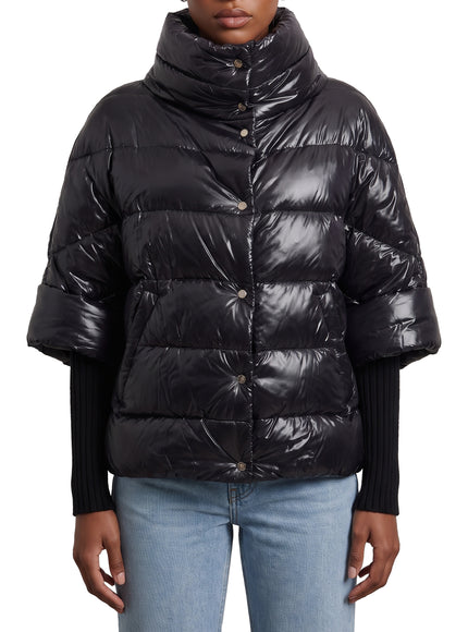 Herno Puffer Cape-style Down Coat With Sleeves Black