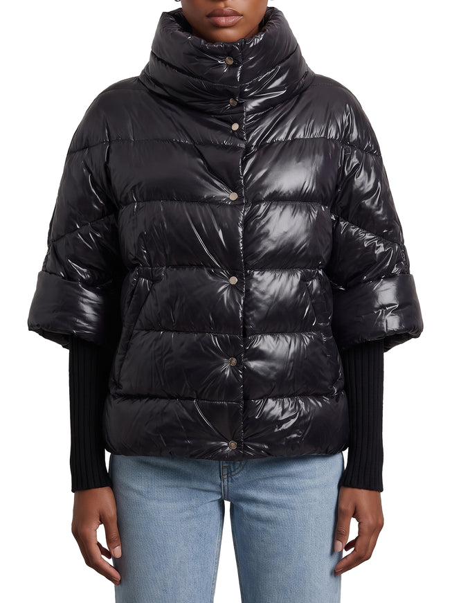 Herno Puffer Cape-style Down Coat With Sleeves Black