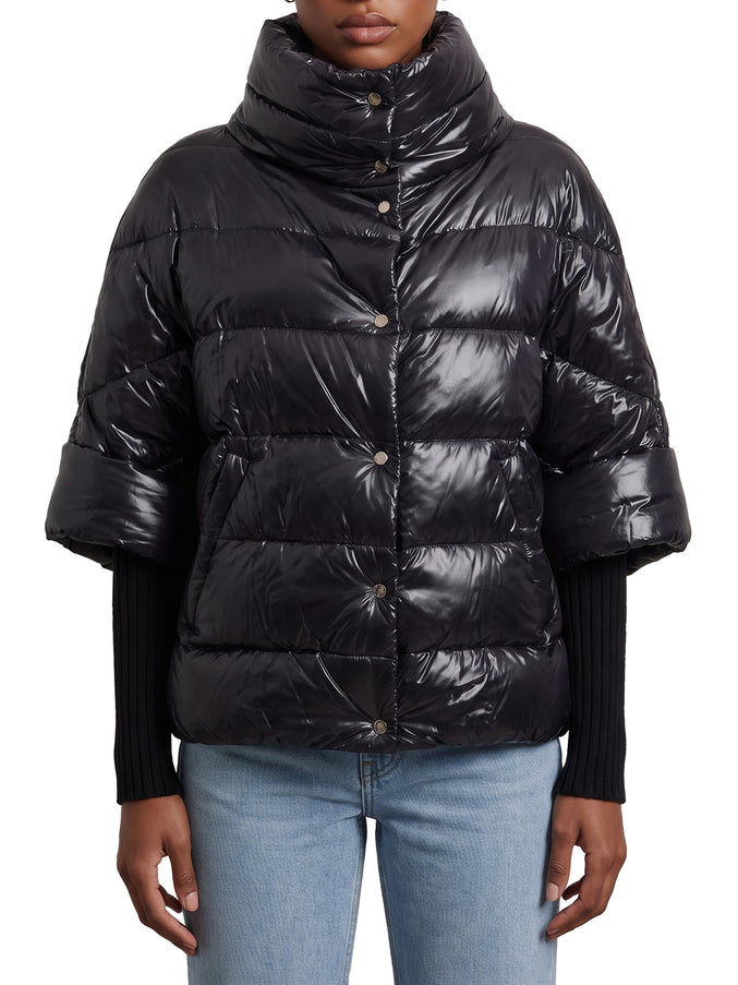 Herno Puffer Cape-style Down Coat With Sleeves Black