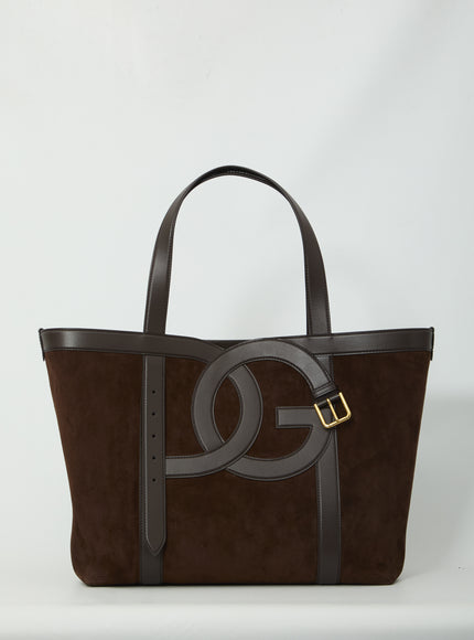 Dolce & Gabbana Suede Leather Shopping Bag QT Brown