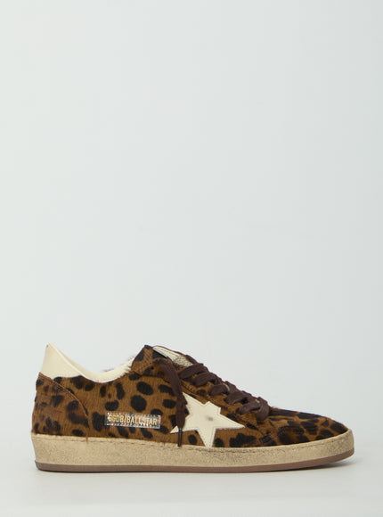 Golden Goose Ball Star Leopard Ponyhair Sneakers Brown