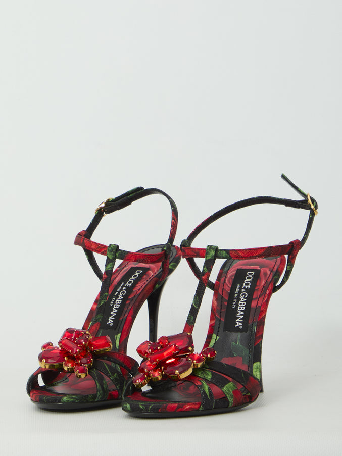 Dolce & Gabbana Red Rose Sandals