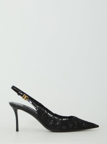 Dolce & Gabbana Taormina Lace Slingback Pumps Black