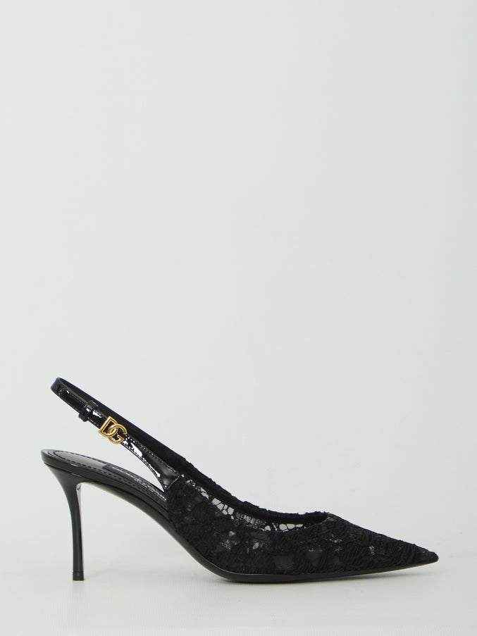Dolce & Gabbana Taormina Lace Slingback Pumps Black