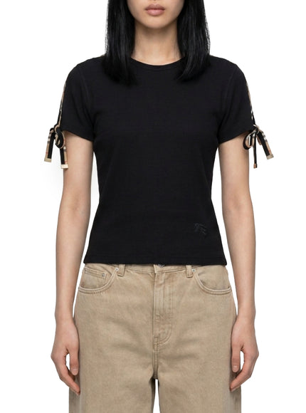 Burberry Taisie Ribbed Cotton T-Shirt in Black Black