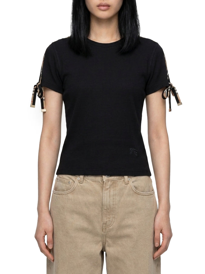 Burberry Taisie Ribbed Cotton T-Shirt in Black Black