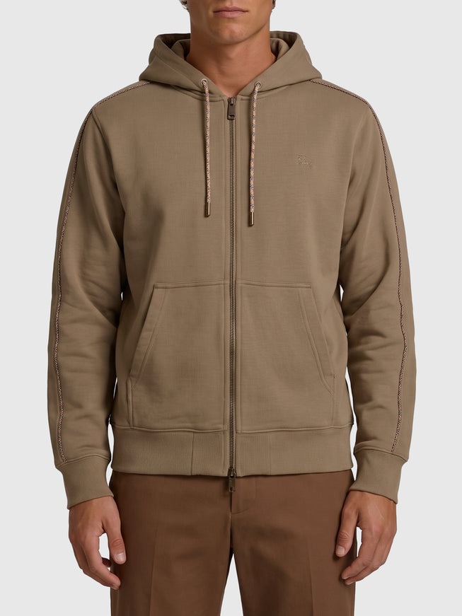Burberry Finch Brown Cotton Zipped Hoodie Brown
