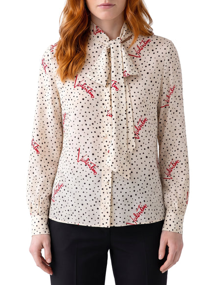 Valentino Garavani Silk Bollicine Plusdepois Shirt White