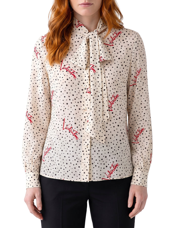 Valentino Garavani Silk Bollicine Plusdepois Shirt White