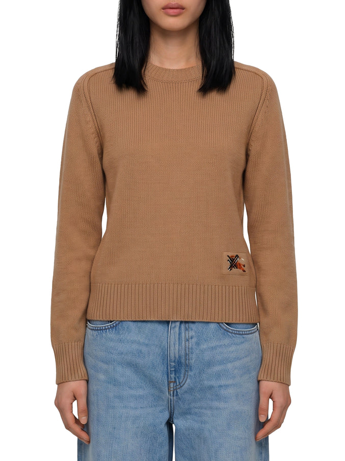 Burberry Janelle Wool and Cashmere Sweater in Camel Beige