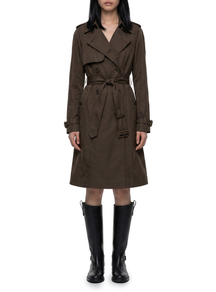Burberry Long Pembury Trench Coat In Gabardine Brown