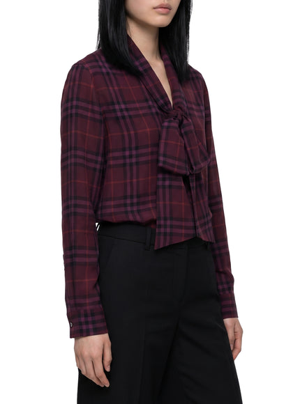 Burberry Rhiannon House Check Silk Shirt with Neck Scarf