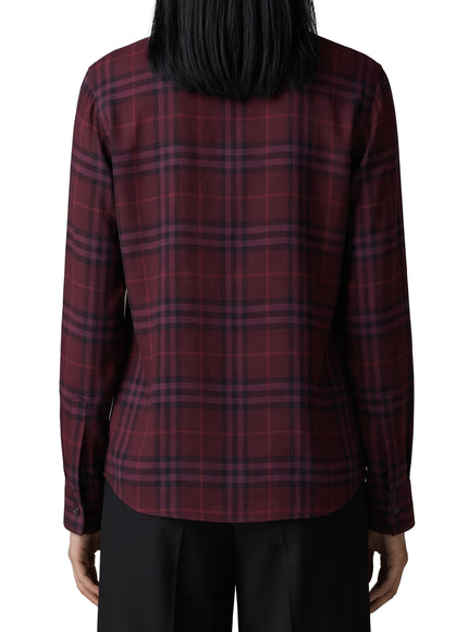Burberry Rhiannon House Check Silk Shirt with Neck Scarf