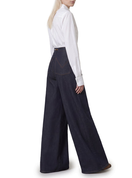 Max Mara Quatto Wide-Leg Denim-Effect Trousers