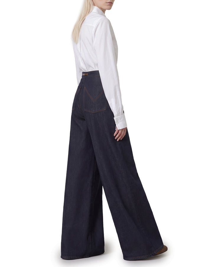 Max Mara Quatto Wide-Leg Denim-Effect Trousers