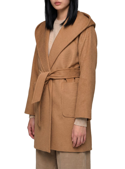 Max Mara Rialto Hooded Camel Wrap Coat