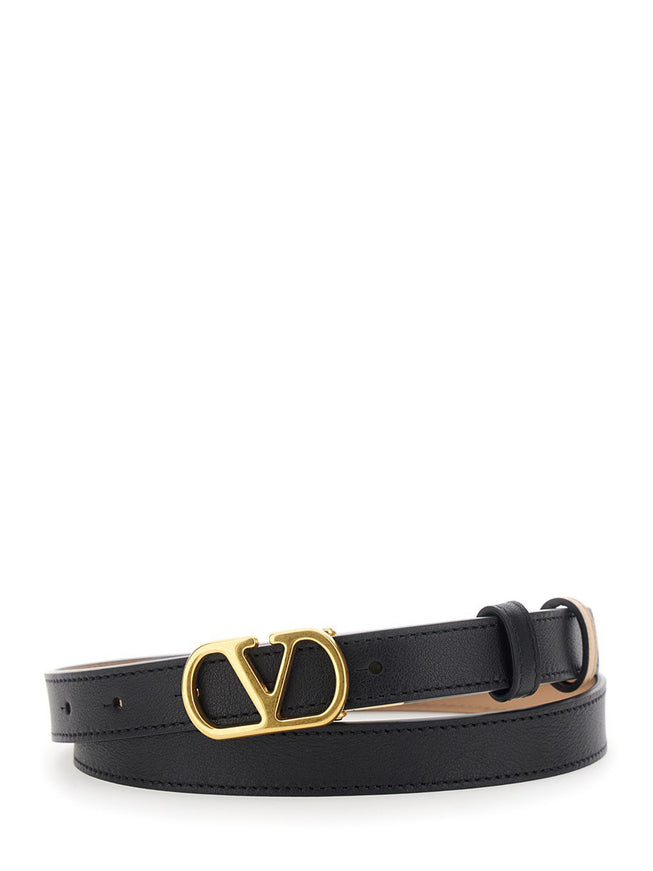 Valentino Garavani Valentino Garavani Vlogo Signature Reversible Leather Belt Black