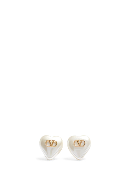 Valentino Garavani Vlogo Signature Metal And Pearl Earrings QT Cream