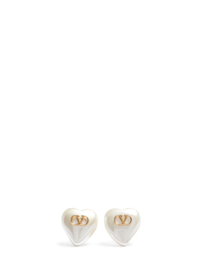 Valentino Garavani Vlogo Signature Metal And Pearl Earrings QT Cream