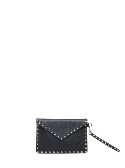 Valentino Garavani Grainy Calfskin Rockstud Pouch QT Black
