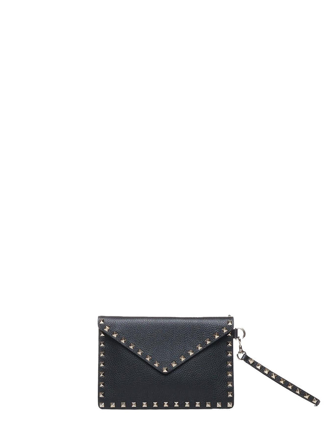 Valentino Garavani Grainy Calfskin Rockstud Pouch QT Black