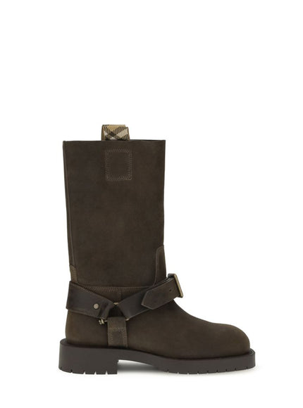 Burberry Suede Saddle Boots Brown