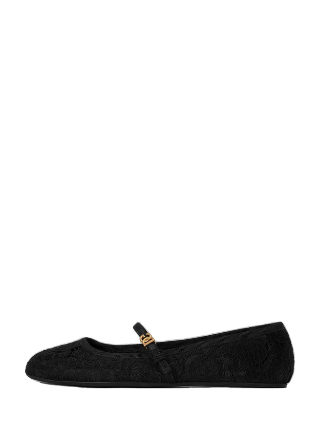Dolce & Gabbana Taormina Lace Ballet Flats Black