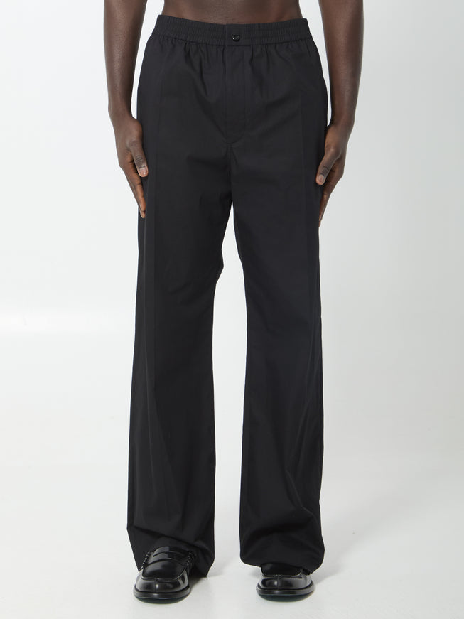 Celine Cotton And Linen Cloth Trousers Black