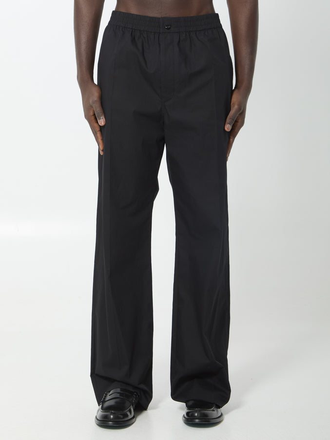Celine Cotton And Linen Cloth Trousers Black
