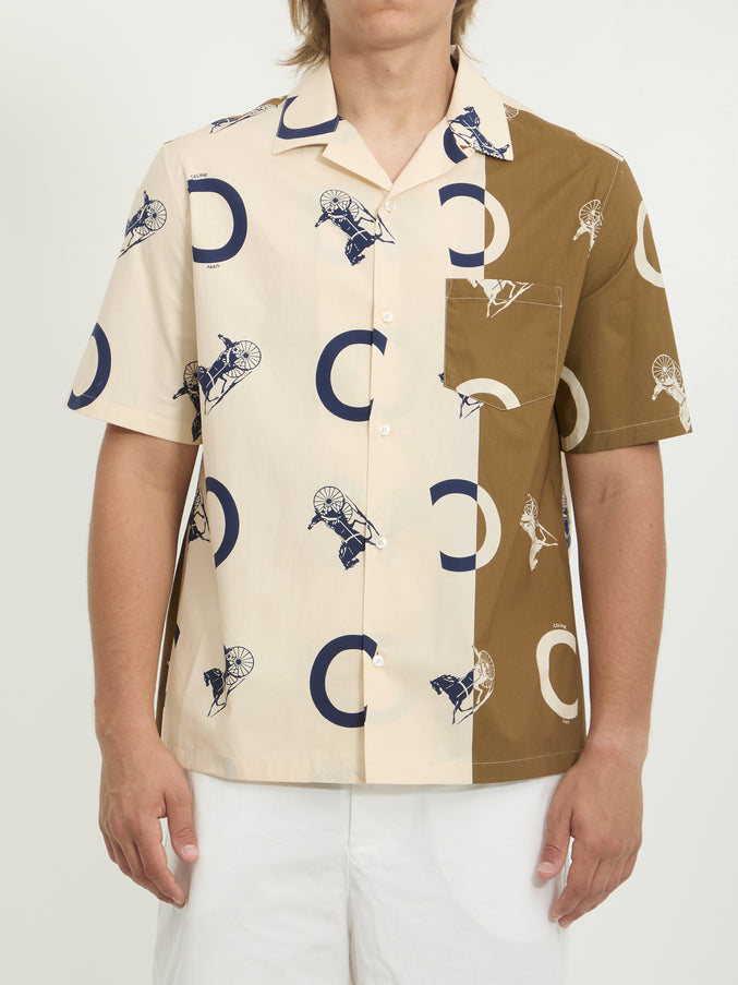 Celine Cotton Poplin Bowling Shirt White