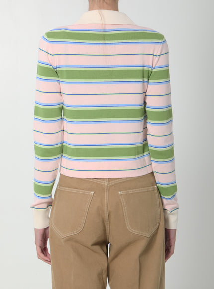 Celine Striped Cotton Polo Shirt