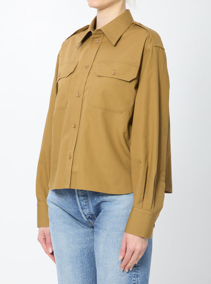Celine Cropped Shirt In Cotton And Linen