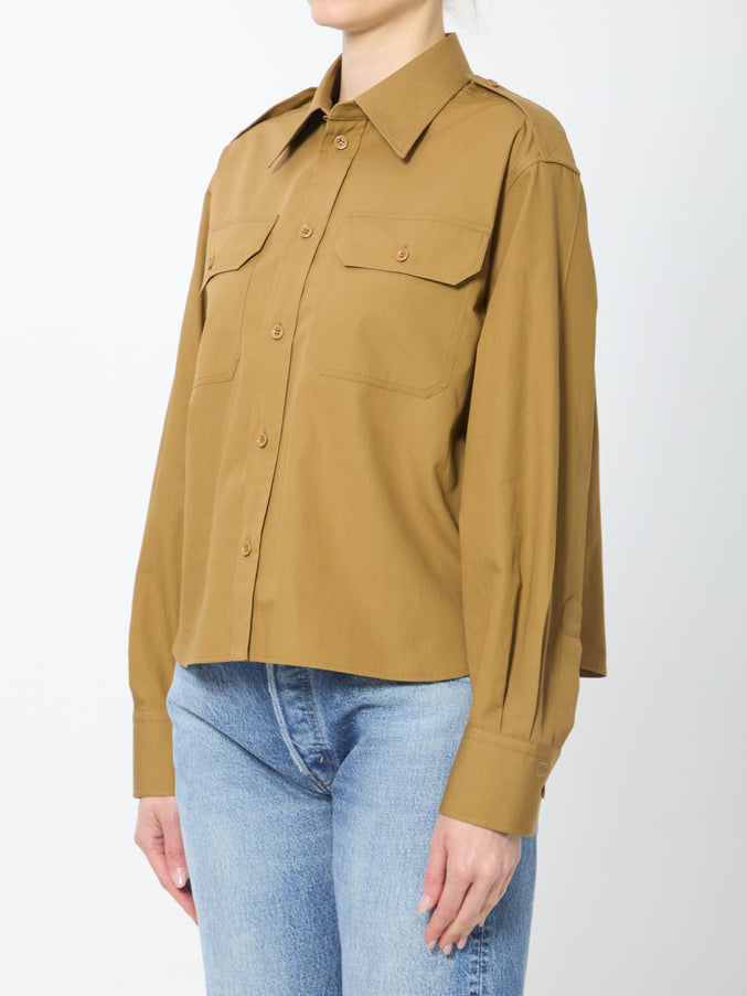 Celine Cropped Shirt In Cotton And Linen