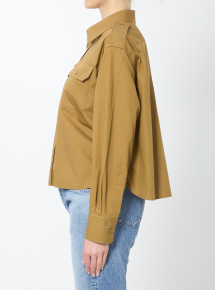 Celine Cropped Shirt In Cotton And Linen